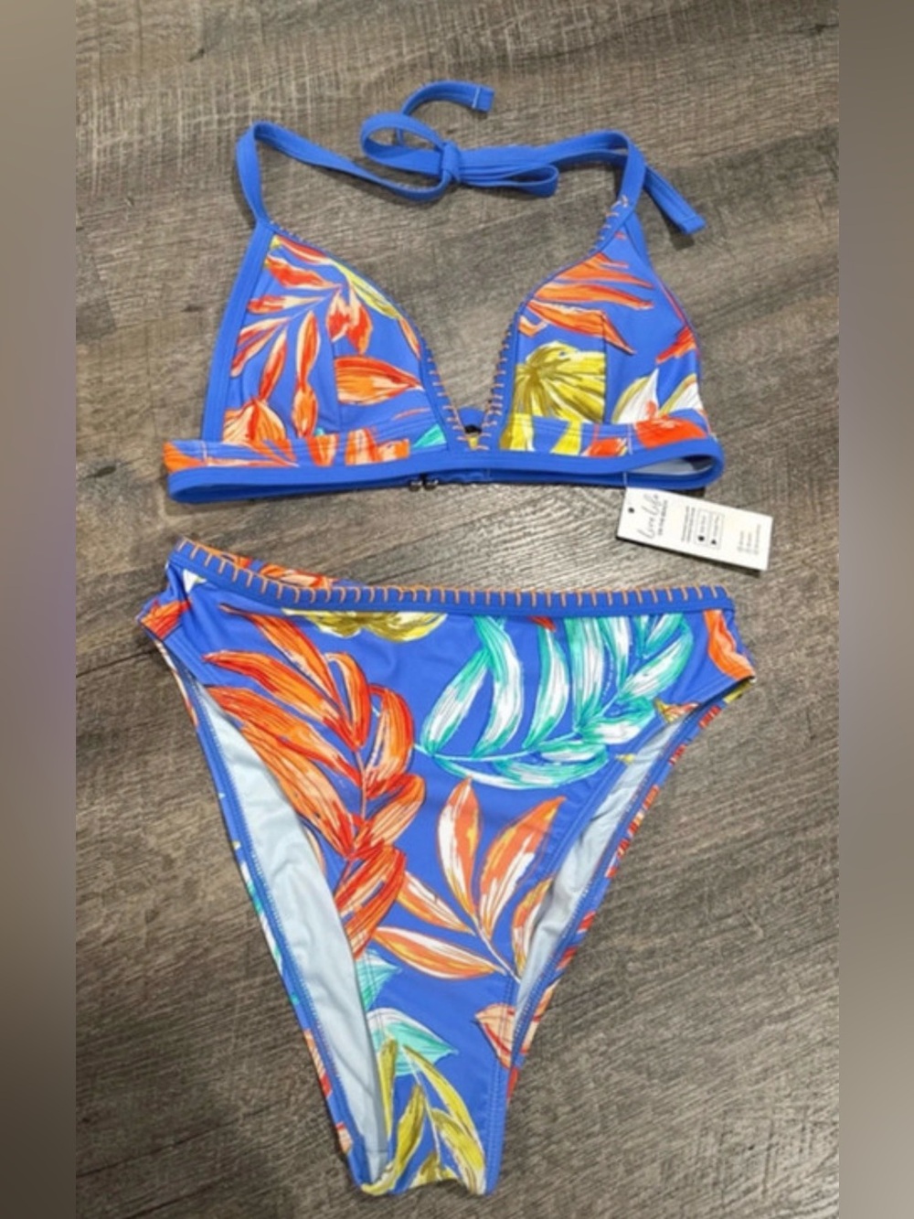Cupshe Blue Tropical Leaf Print Bikini